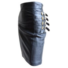 Gianni Versace Leather Buckle Skirt FW 1994