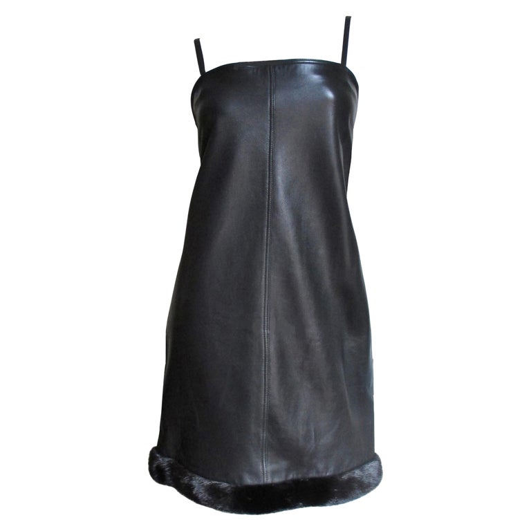 Gianni Versace Leather Dress with Mink Hem F/W 1997