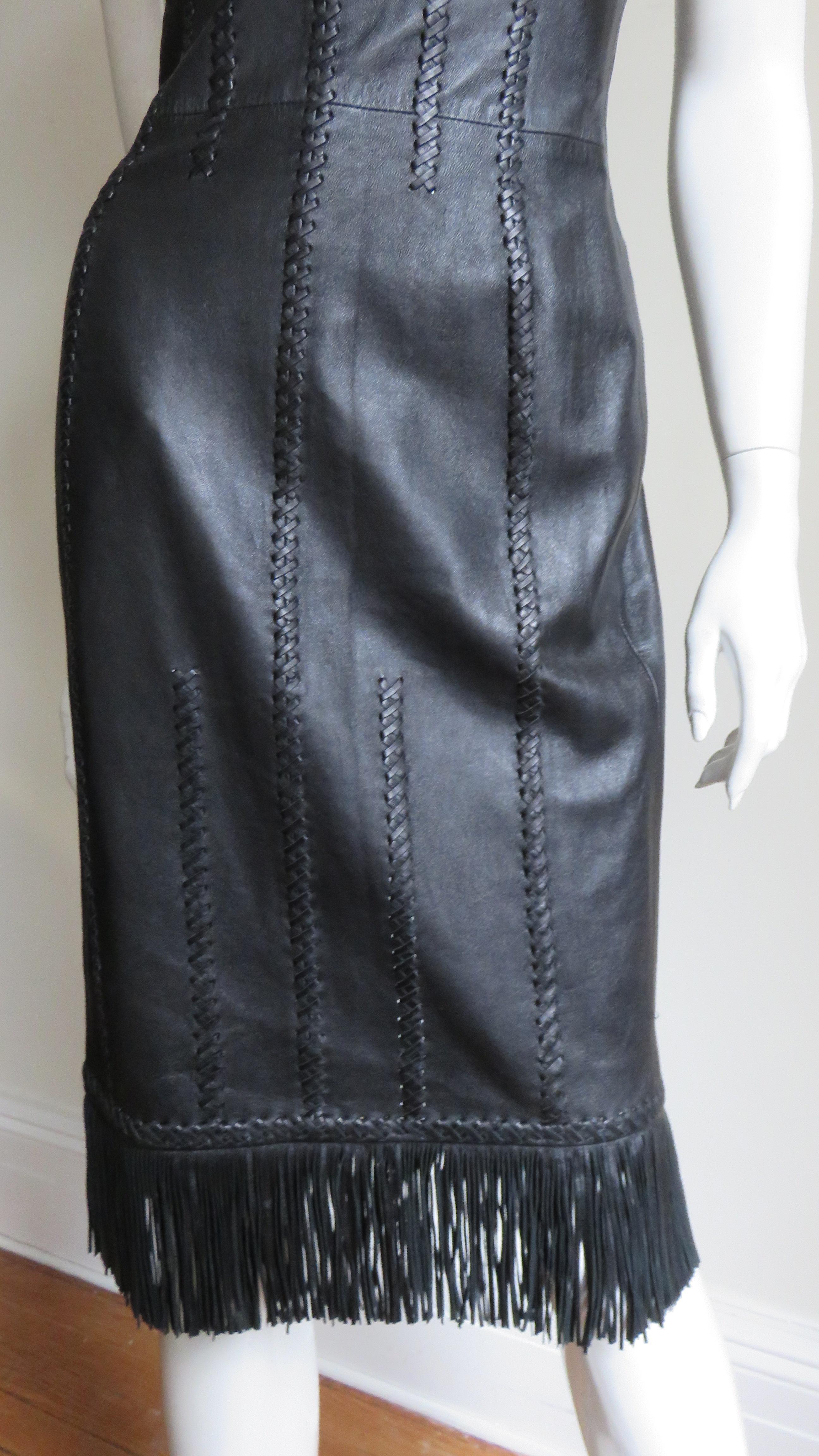  Gianni Versace Leather Lace up Dress S/S 2002 For Sale 2