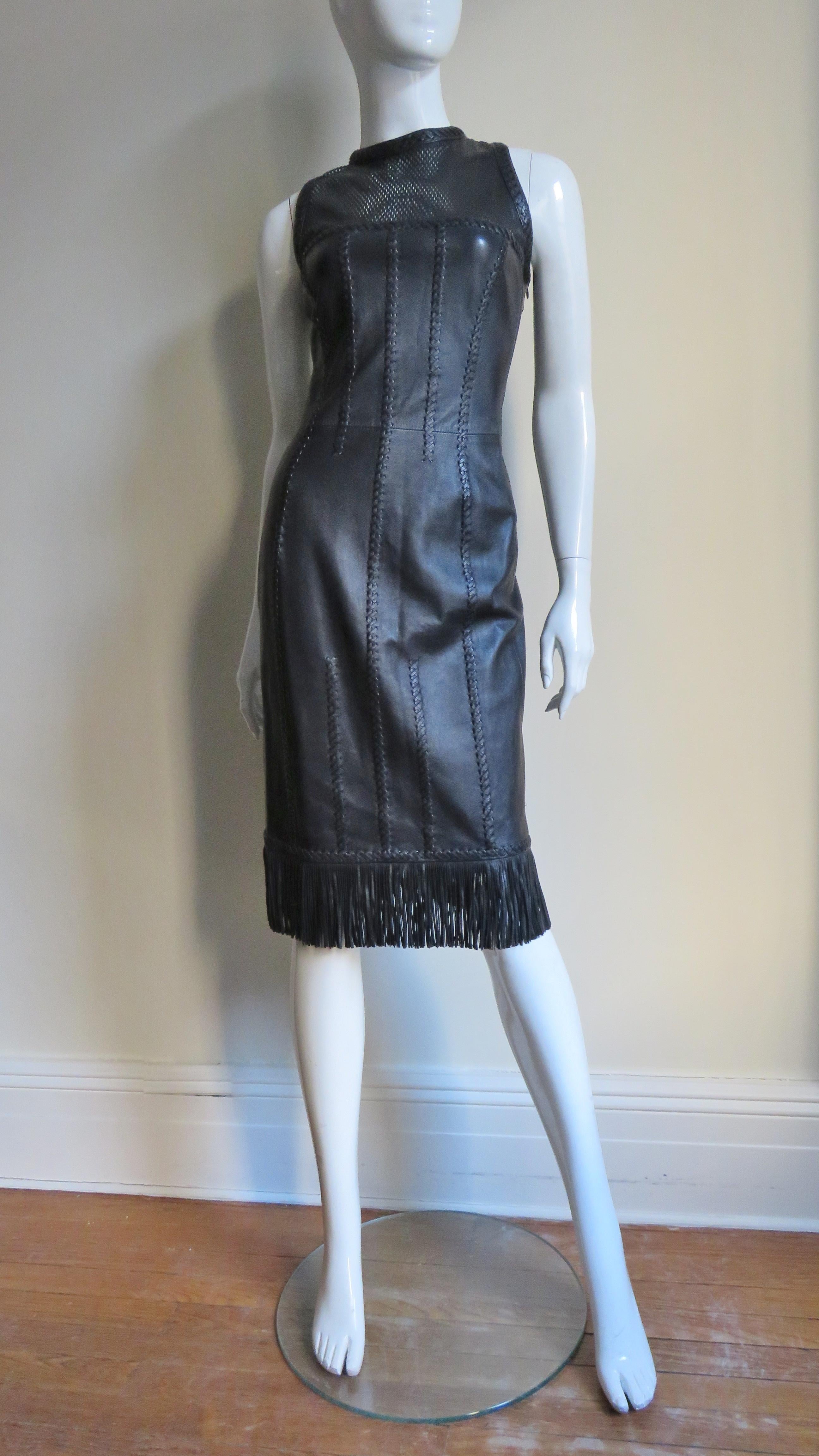  Gianni Versace Leather Lace up Dress S/S 2002 For Sale 4