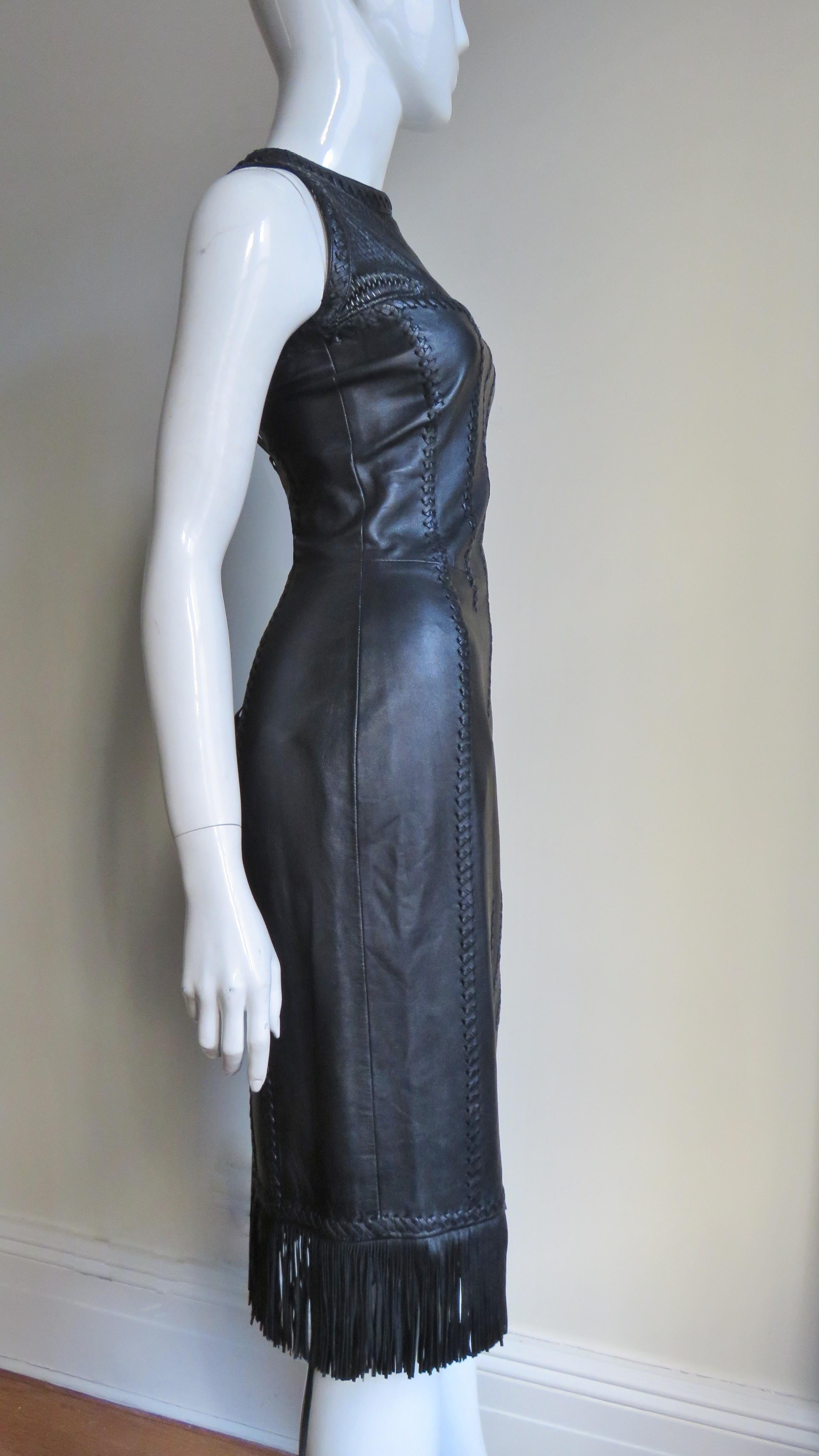  Gianni Versace Leather Lace up Dress S/S 2002 For Sale 5