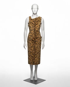 Gianni Versace Leopard Print Faux Fur Sheath Dress, FW 1996