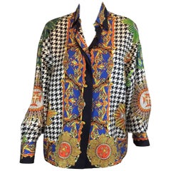 Gianni Versace Lifetime Silk Print Blouse