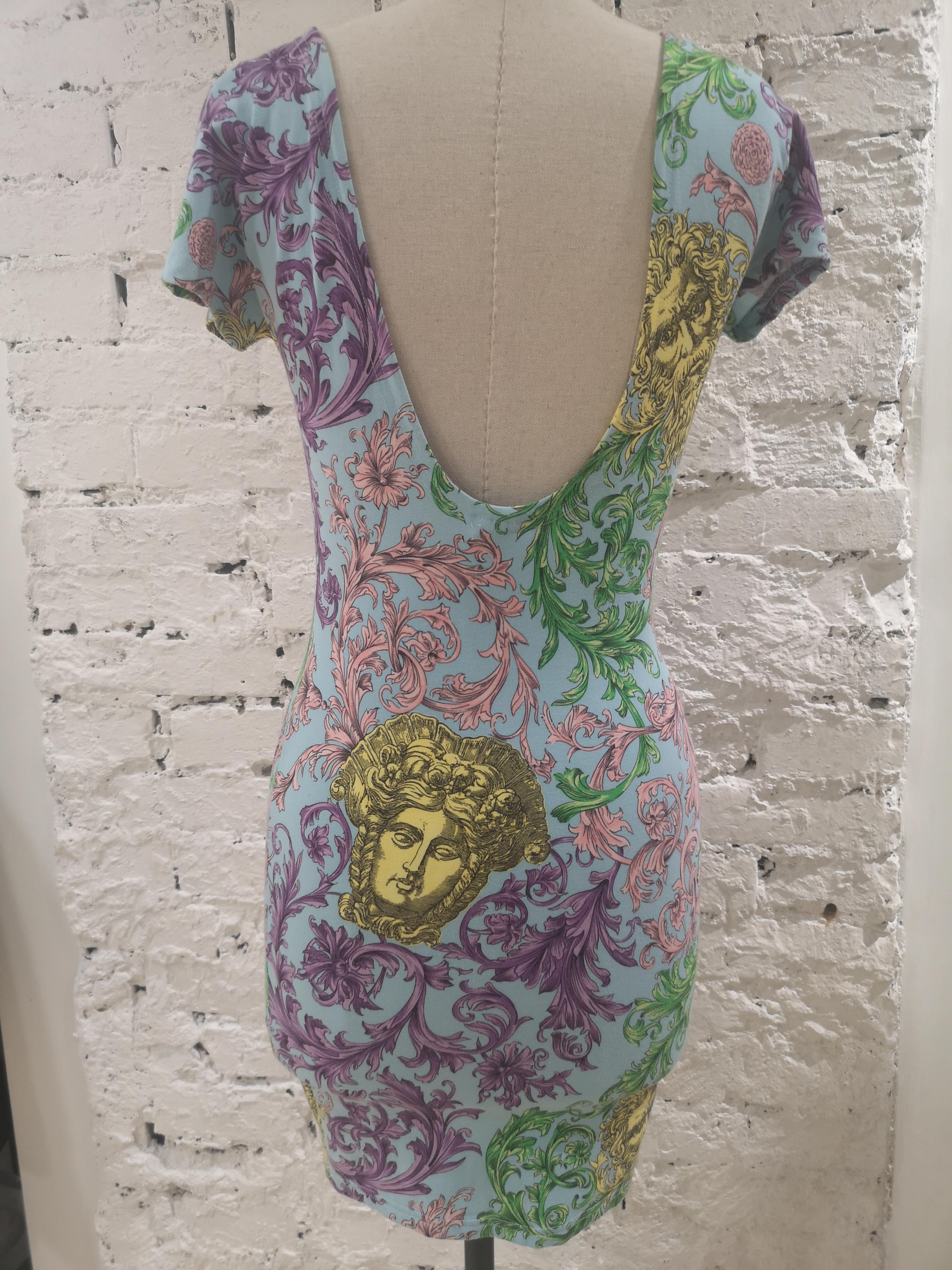 Gianni Versace light blue multicoloured Medusa Dress 2