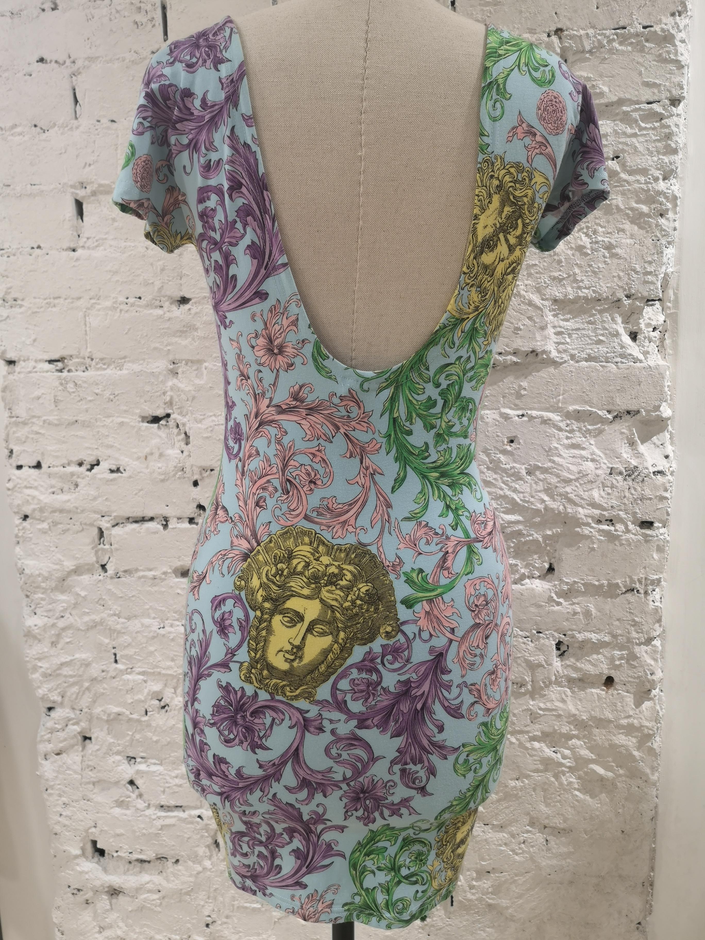 Gianni Versace light blue multicoloured Medusa Dress 3