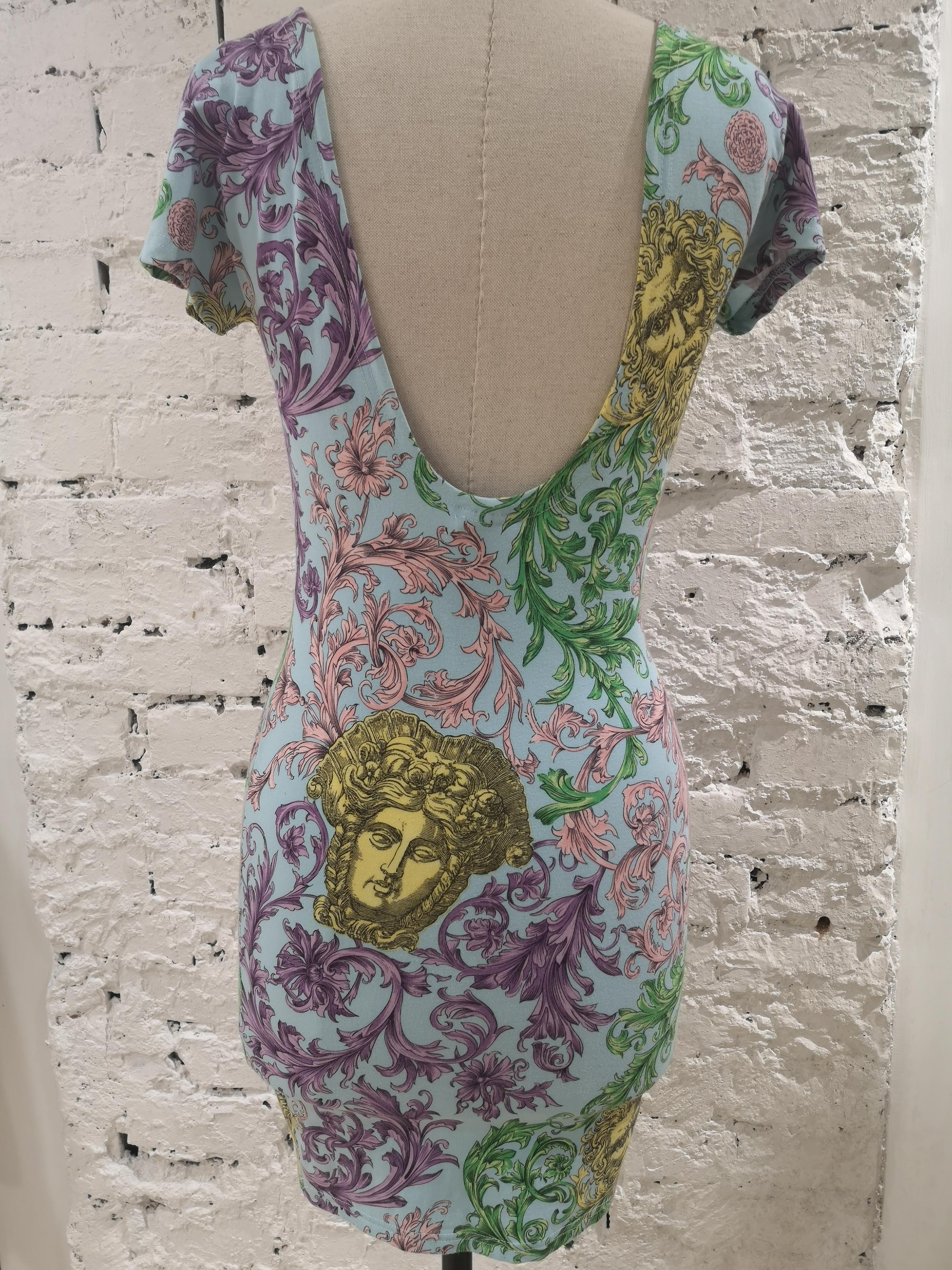 Gianni Versace light blue multicoloured Medusa Dress 4