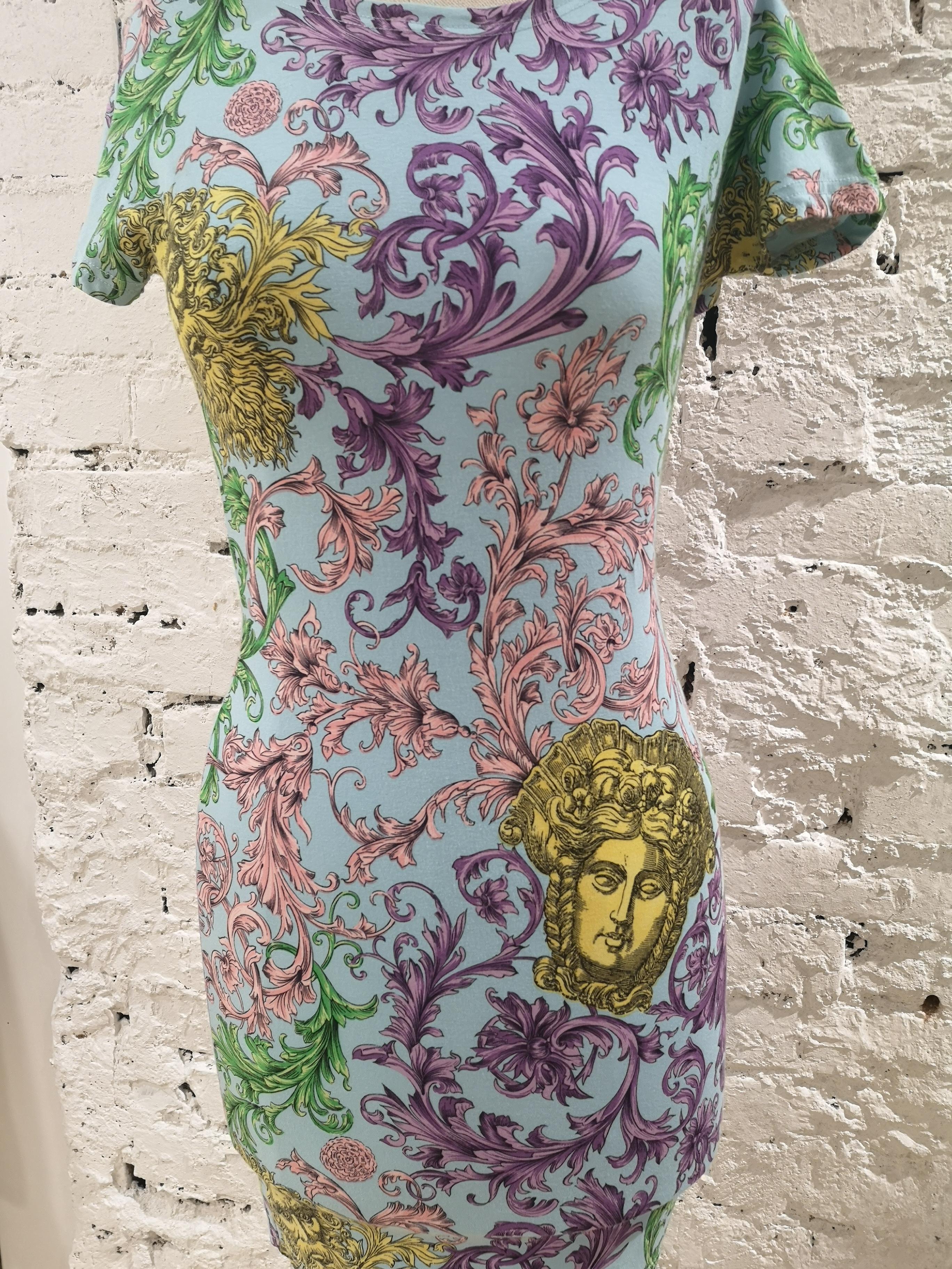 Gianni Versace light blue multicoloured Medusa Dress 8