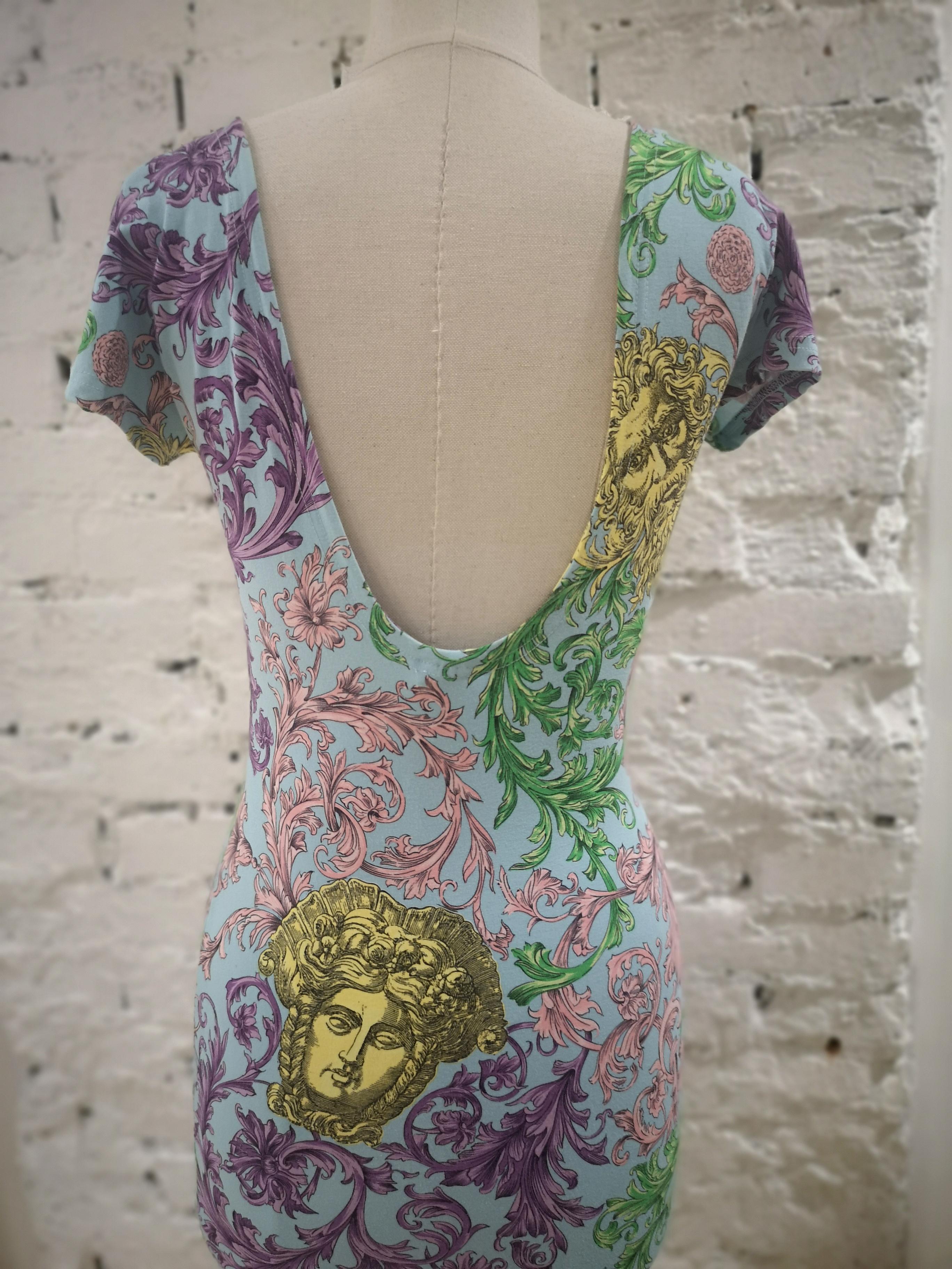 Gray Gianni Versace light blue multicoloured Medusa Dress