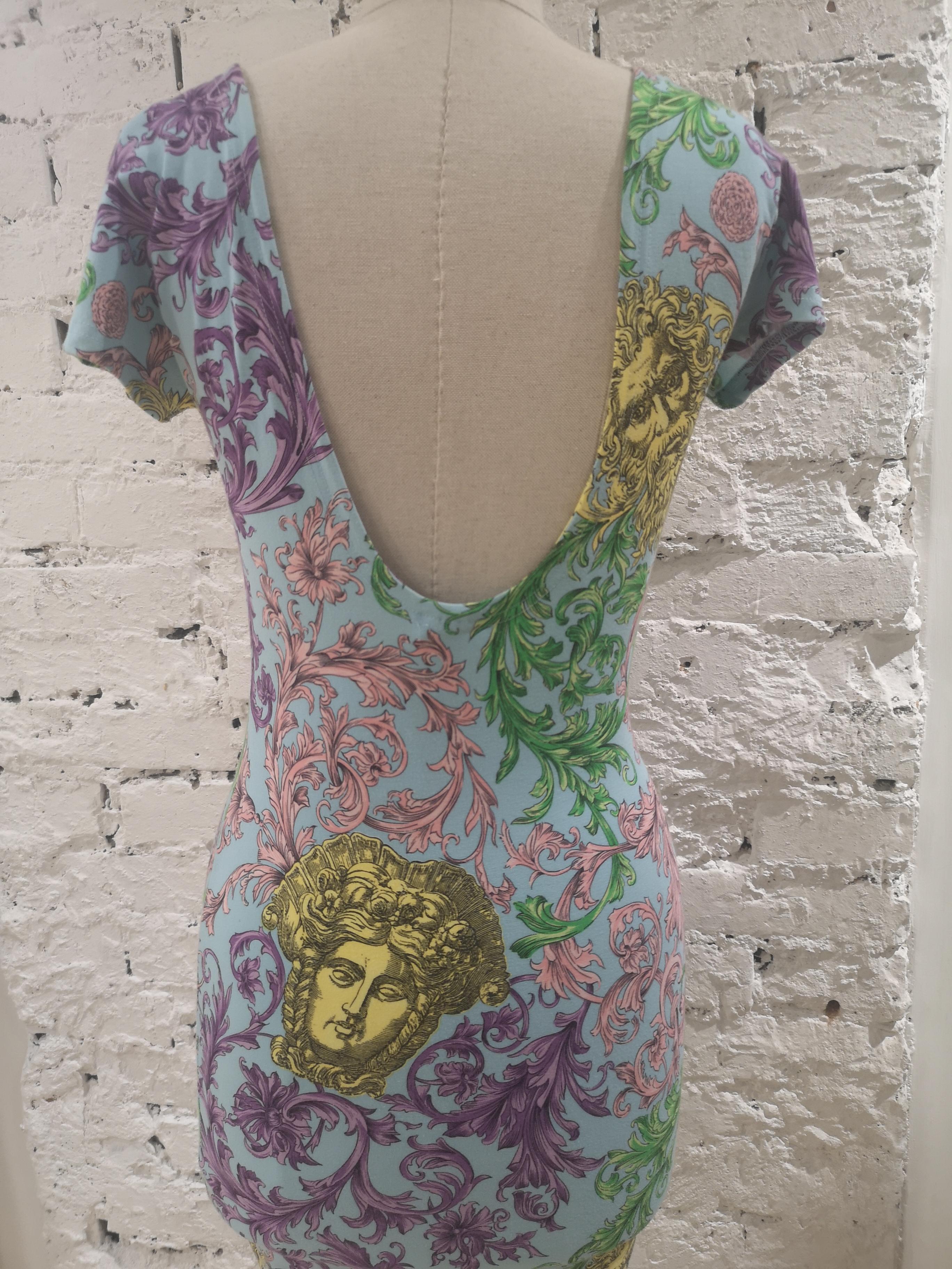 Women's Gianni Versace light blue multicoloured Medusa Dress