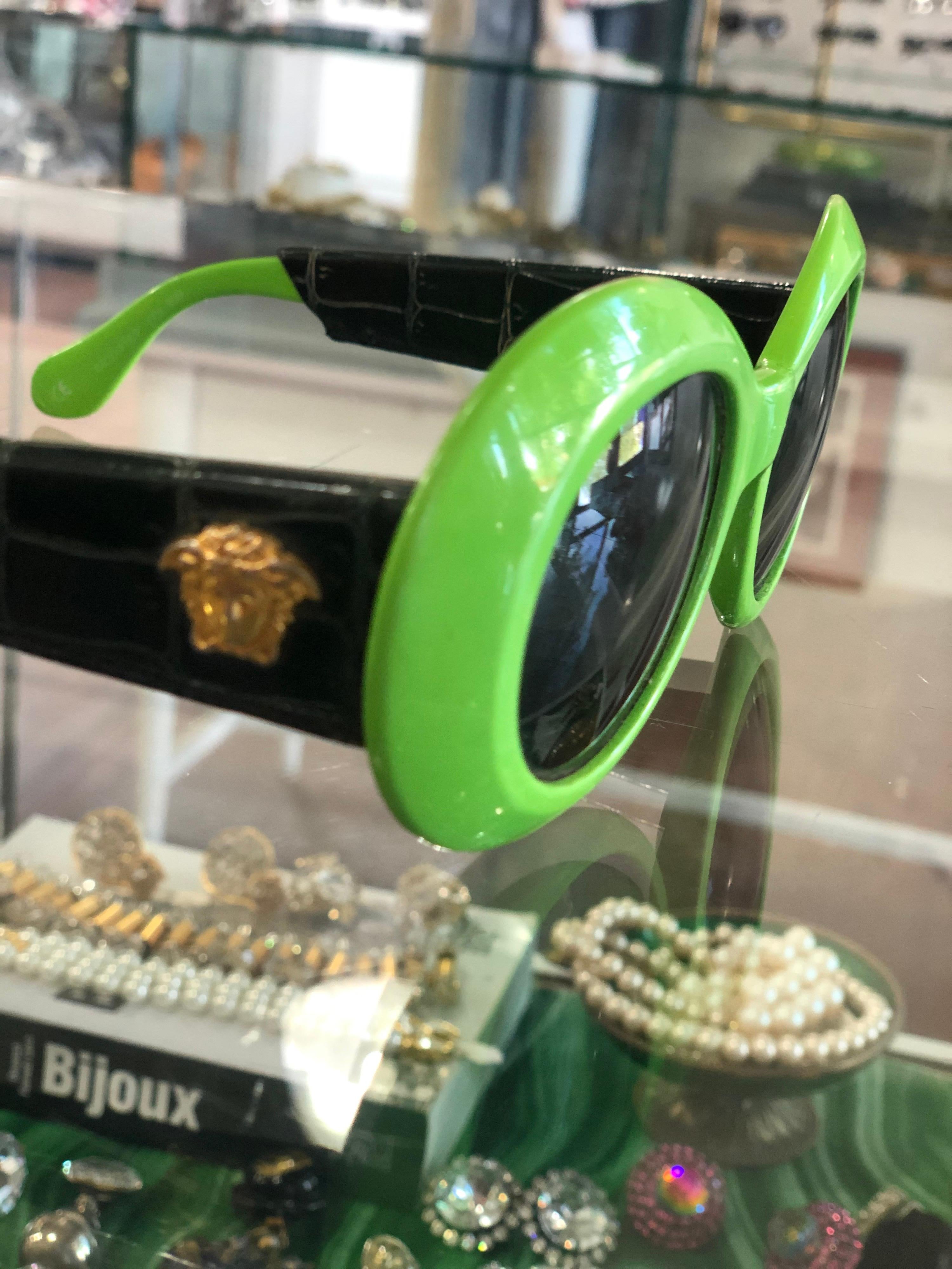 Gianni Versace Lime Green Oval Sunglasses 2