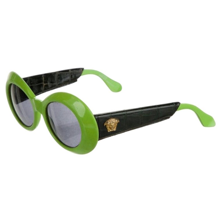 Gianni Versace Lime Green Oval Sunglasses For Sale at 1stDibs versace