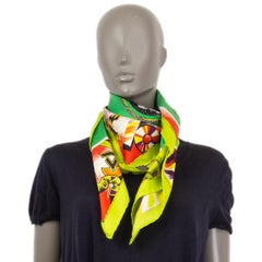 GIANNI VERSACE lime green silk COIN Print Scarf