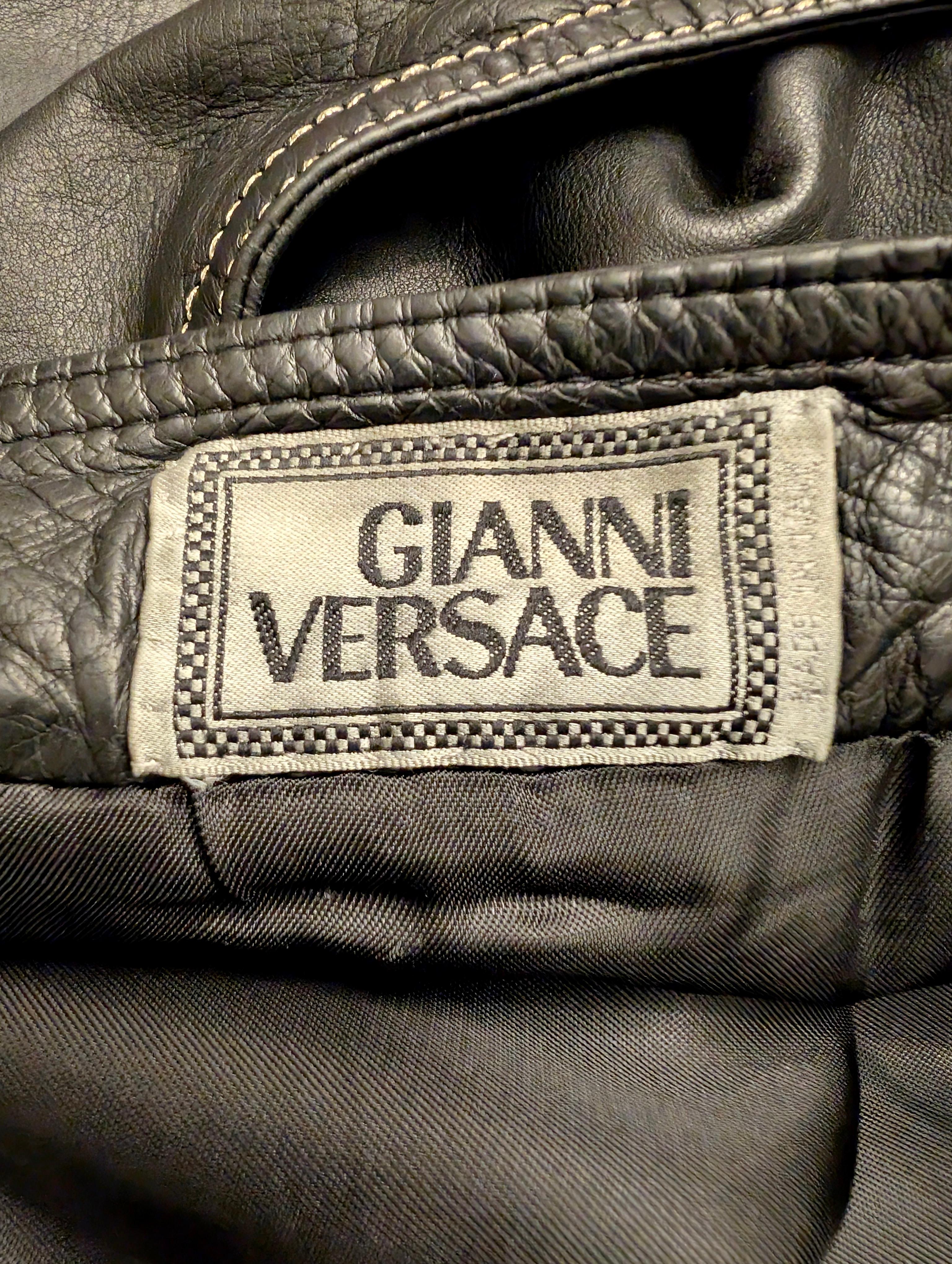 GIANNI VERSACE long black leather skirt For Sale 3