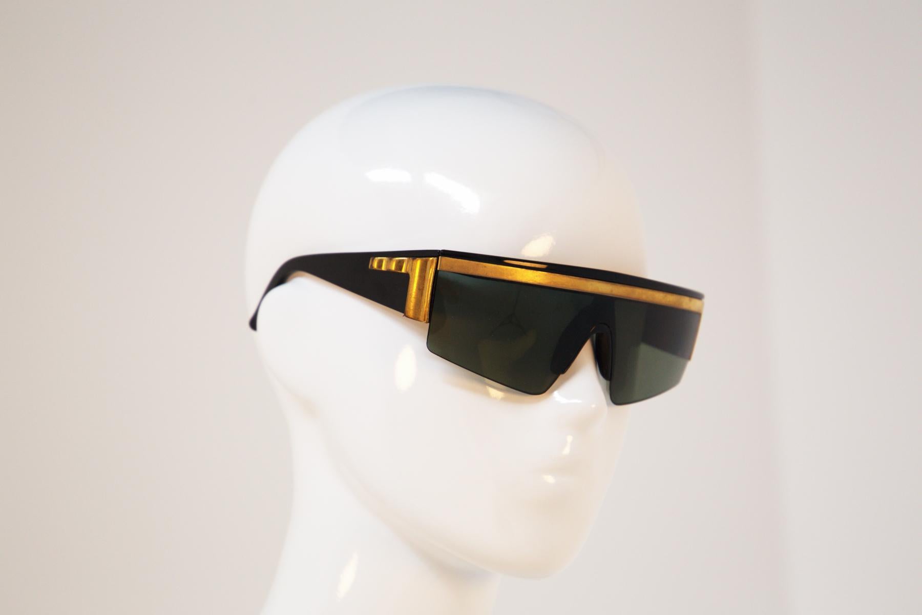  Lunettes de soleil masque noires de luxe Gianni Versace Mod. Y76 Unisexe 