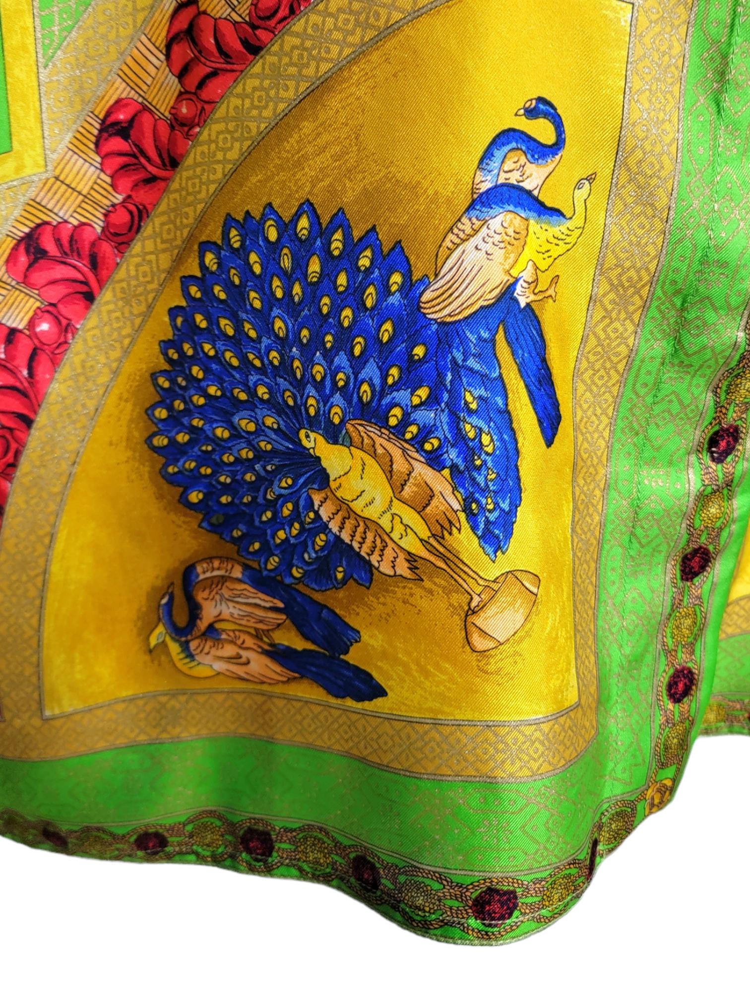 Gianni Versace Marco Polo Silk Shirt Chinese Emperor Peacocks 1992  8