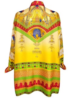 Gianni Versace Marco Polo Silk Shirt Chinese Emperor Peacocks 1992