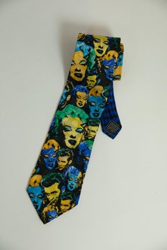 Gianni Versace Marilyn & James Dean Print Silk Neck Tie