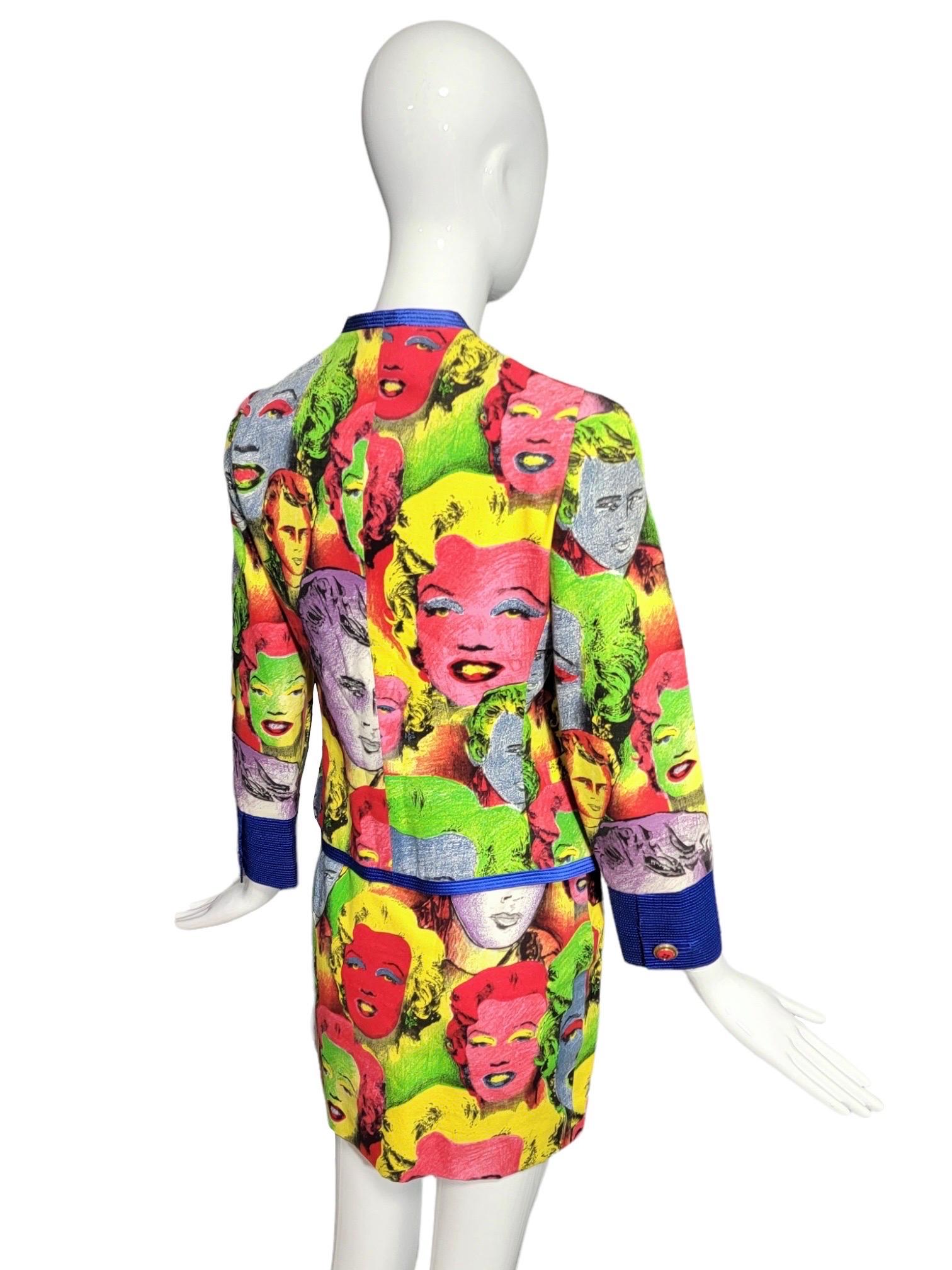 S/S 1991 Gianni Versace Marilyn Monroe Pop Art Warhol Skirt Suit For Sale 8