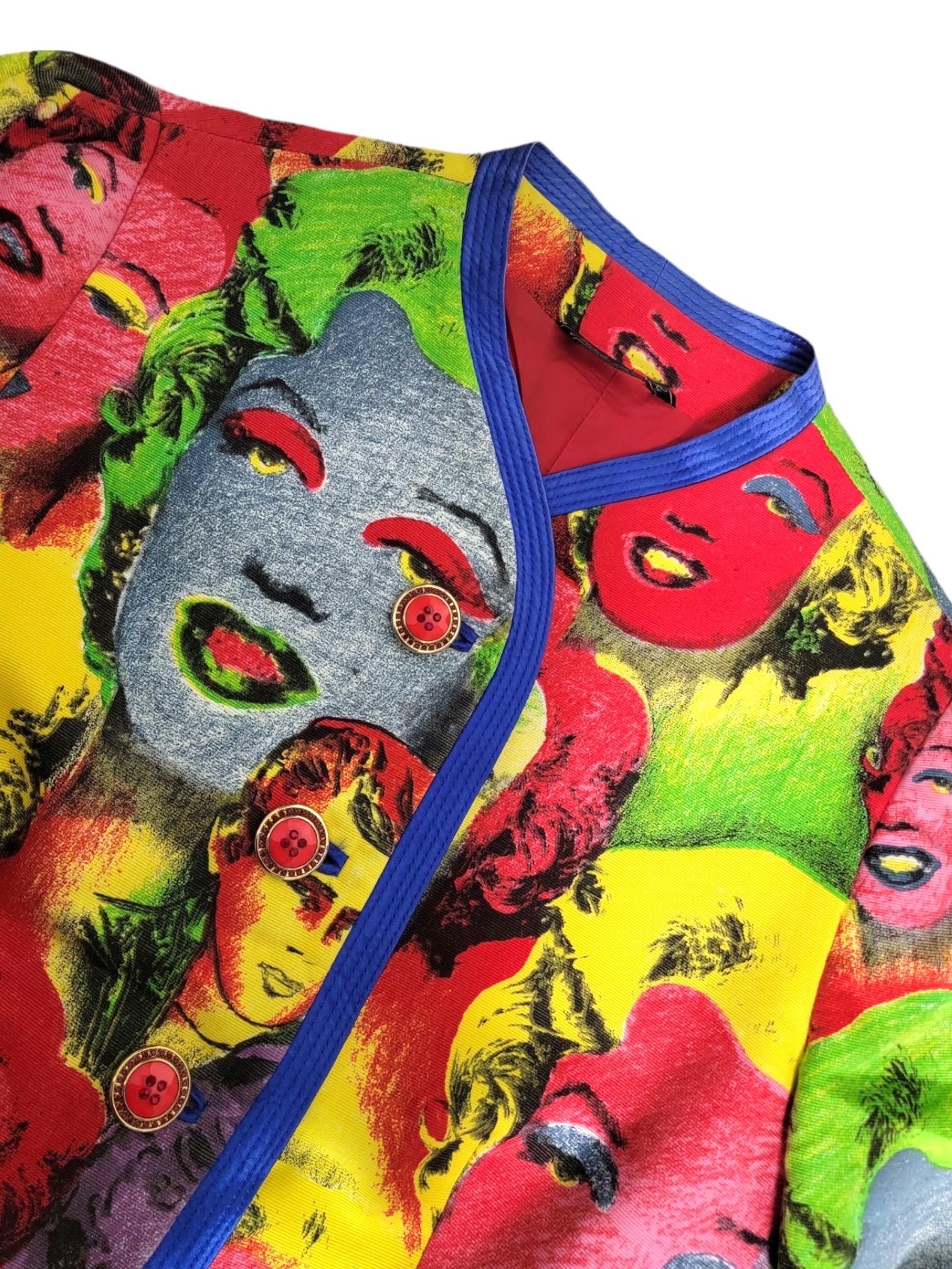  S/S 1991 Gianni Versace Marilyn Monroe Pop Art Warhol Skirt Suit For Sale 9