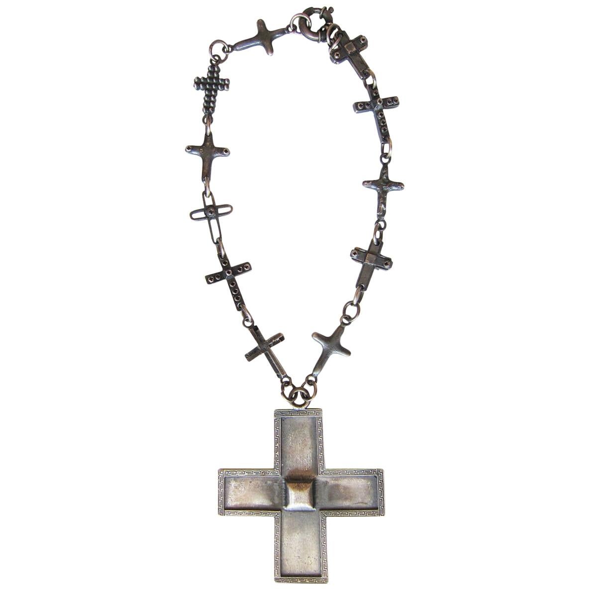 Gianni Versace Massive Cross Chain Necklace 1990's For Sale