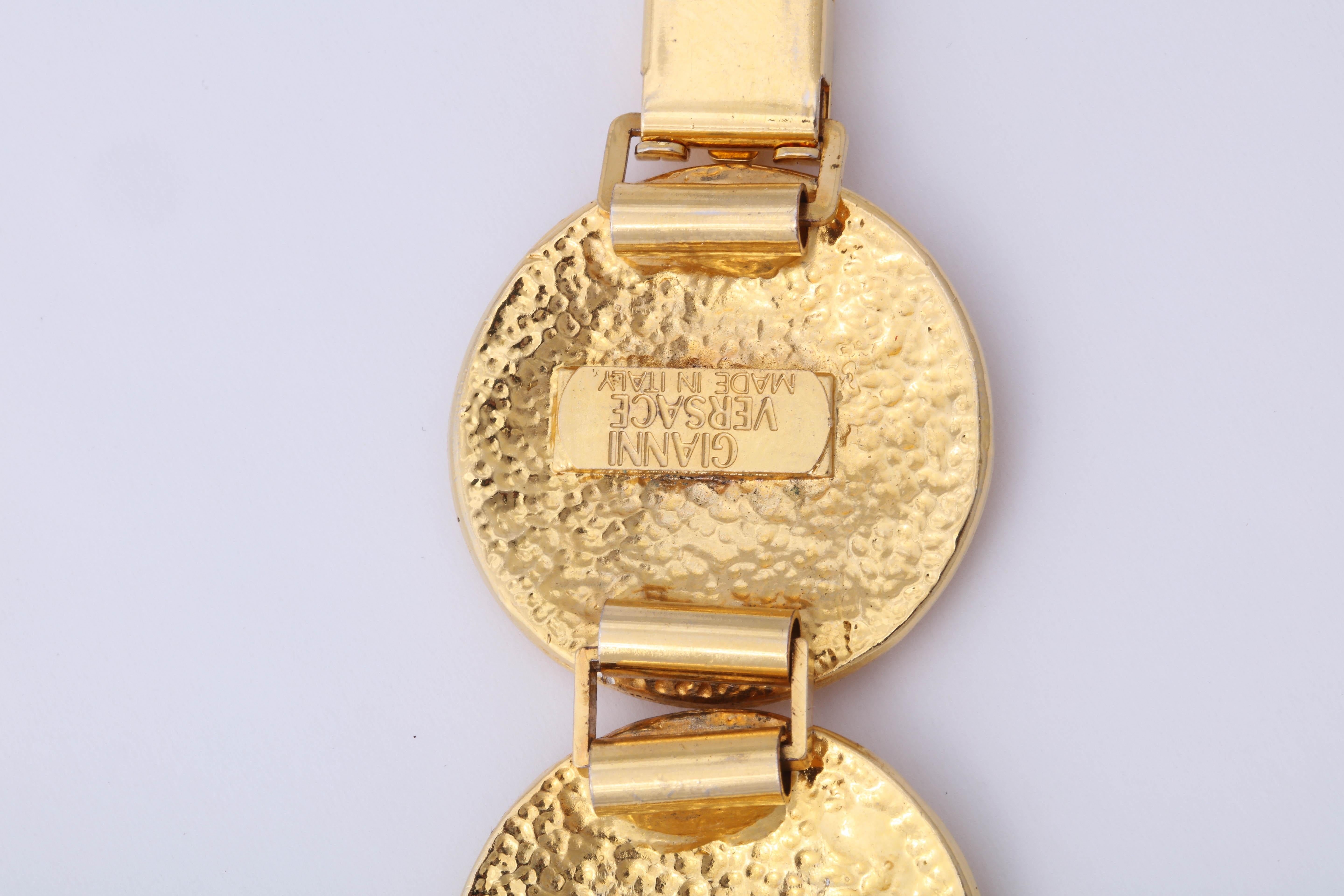 Gianni Versace Massive Gold Toned Bracelet With 5 Medusas For Sale 3