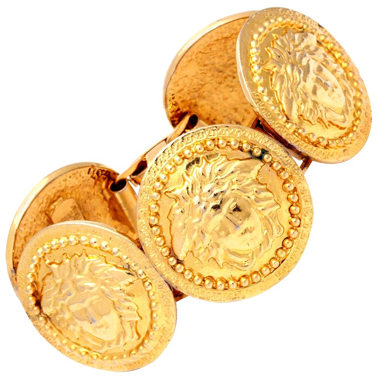 Gianni Versace Massive Gold Toned Bracelet With 5 Medusas For Sale at  1stDibs | versace medusa, versace cufflinks