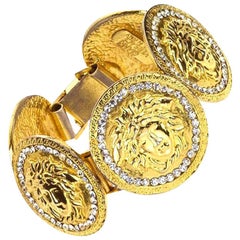 Gianni Versace Massive Medusa Bracelet With Rhinestones