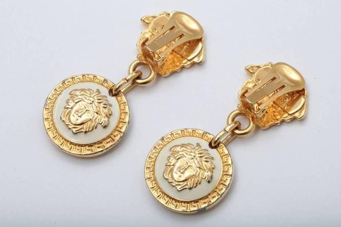 Gianni Versace Medusa Black/Gold Earrings For Sale 1