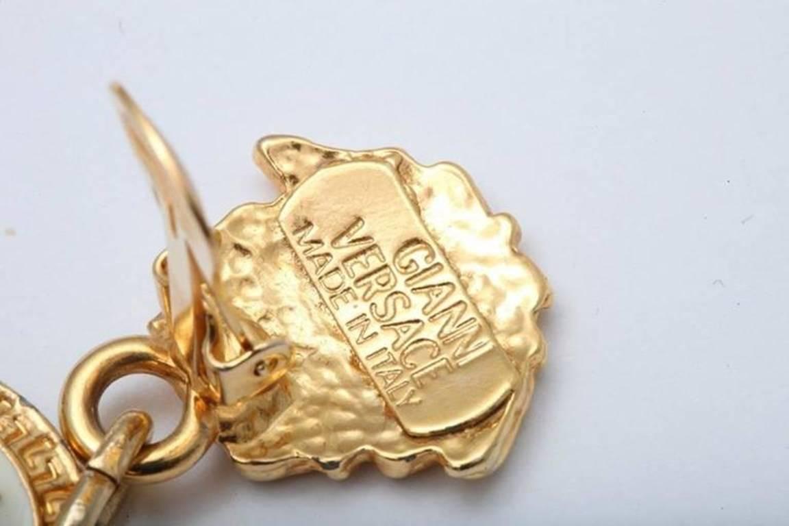 Gianni Versace Medusa Black/Gold Earrings In Excellent Condition For Sale In Chicago, IL