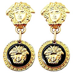 Gianni Versace Medusa Black/Gold Earrings