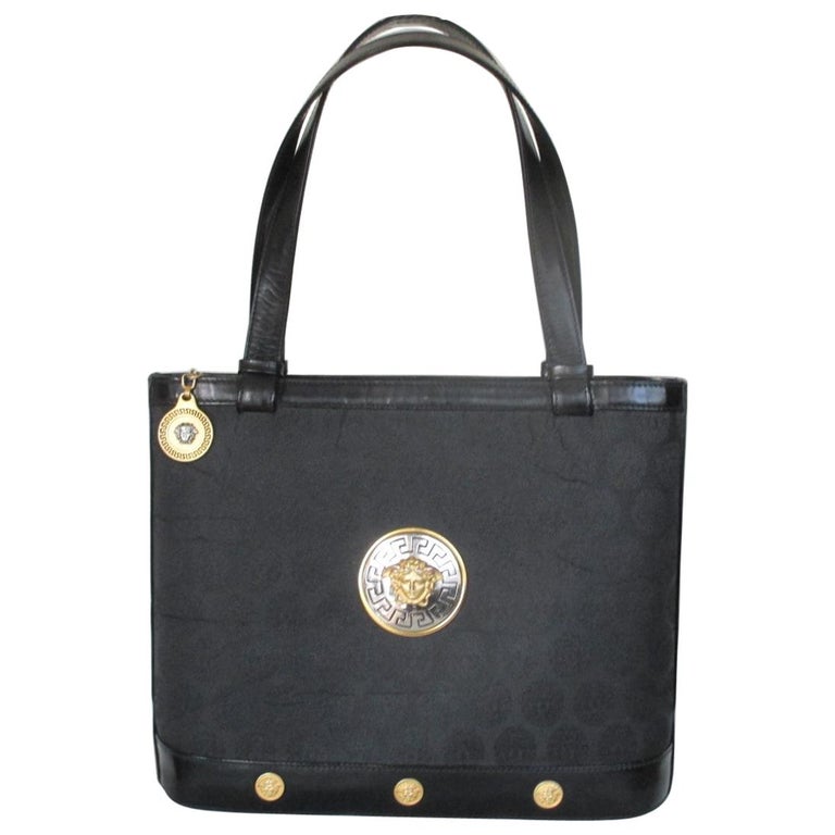 Gianni Versace Medusa Black Hand Bag For Sale at 1stDibs