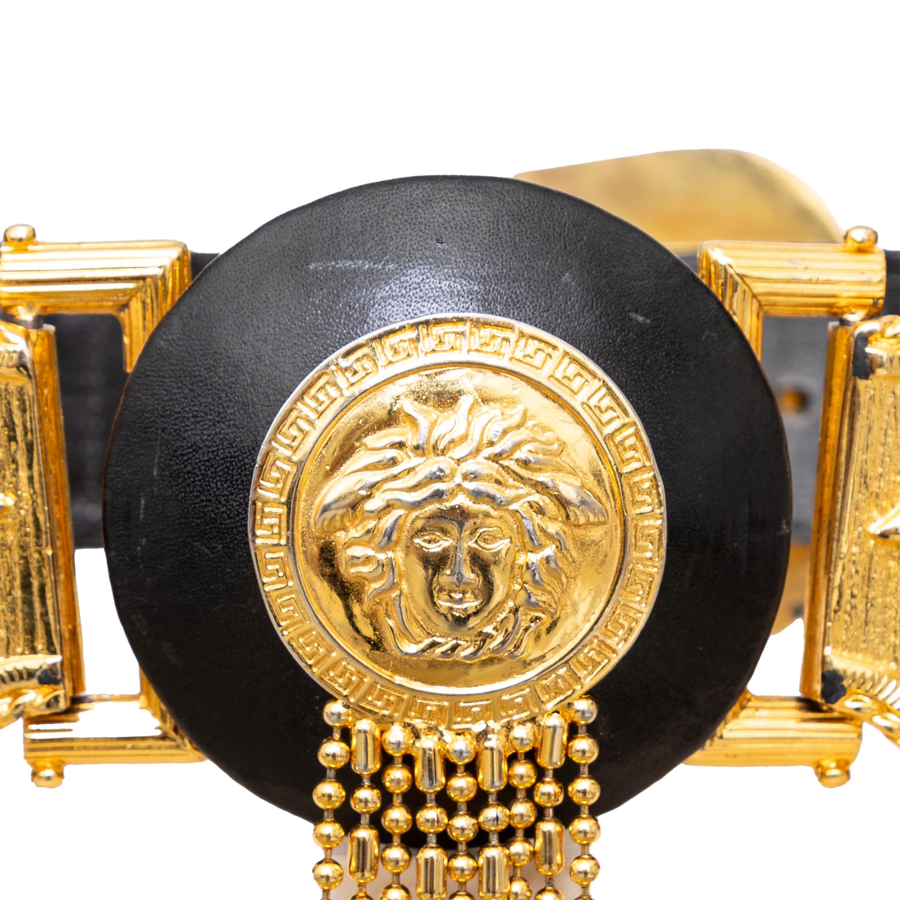 Marron Ceinture de bondage Medusa de Gianni Versace, années 90 en vente
