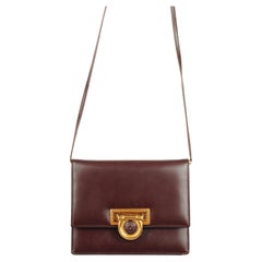 Retro Gianni Versace Medusa Brown Leather Crossbody Mini Bag 1990s