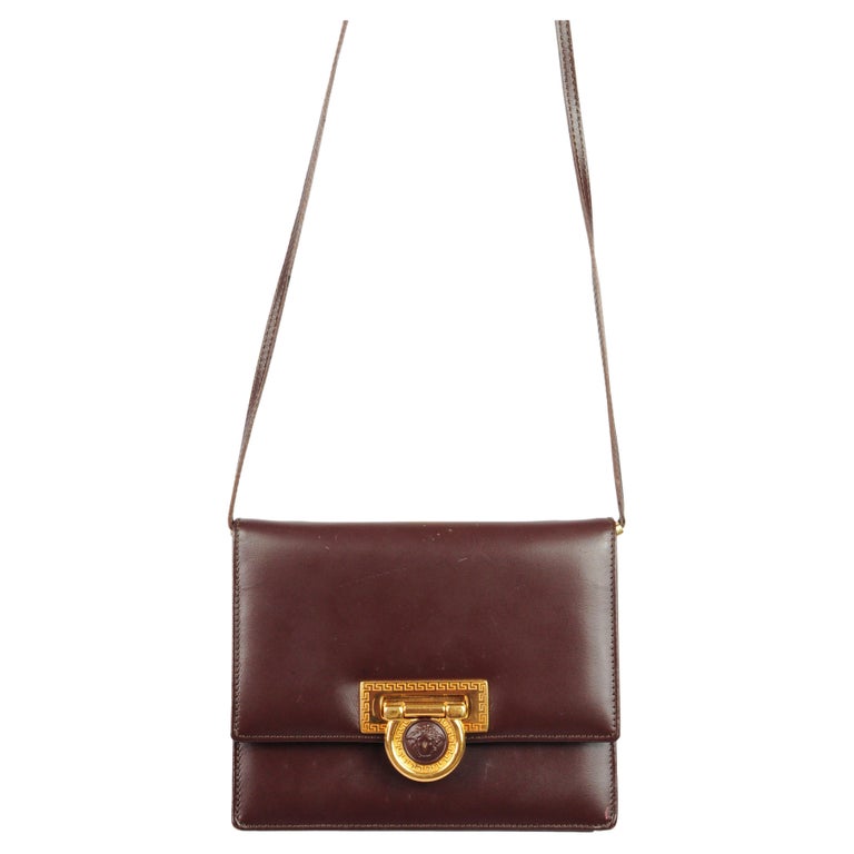 Gianni Versace Medusa Brown Leather Crossbody Mini Bag 1990s For Sale ...