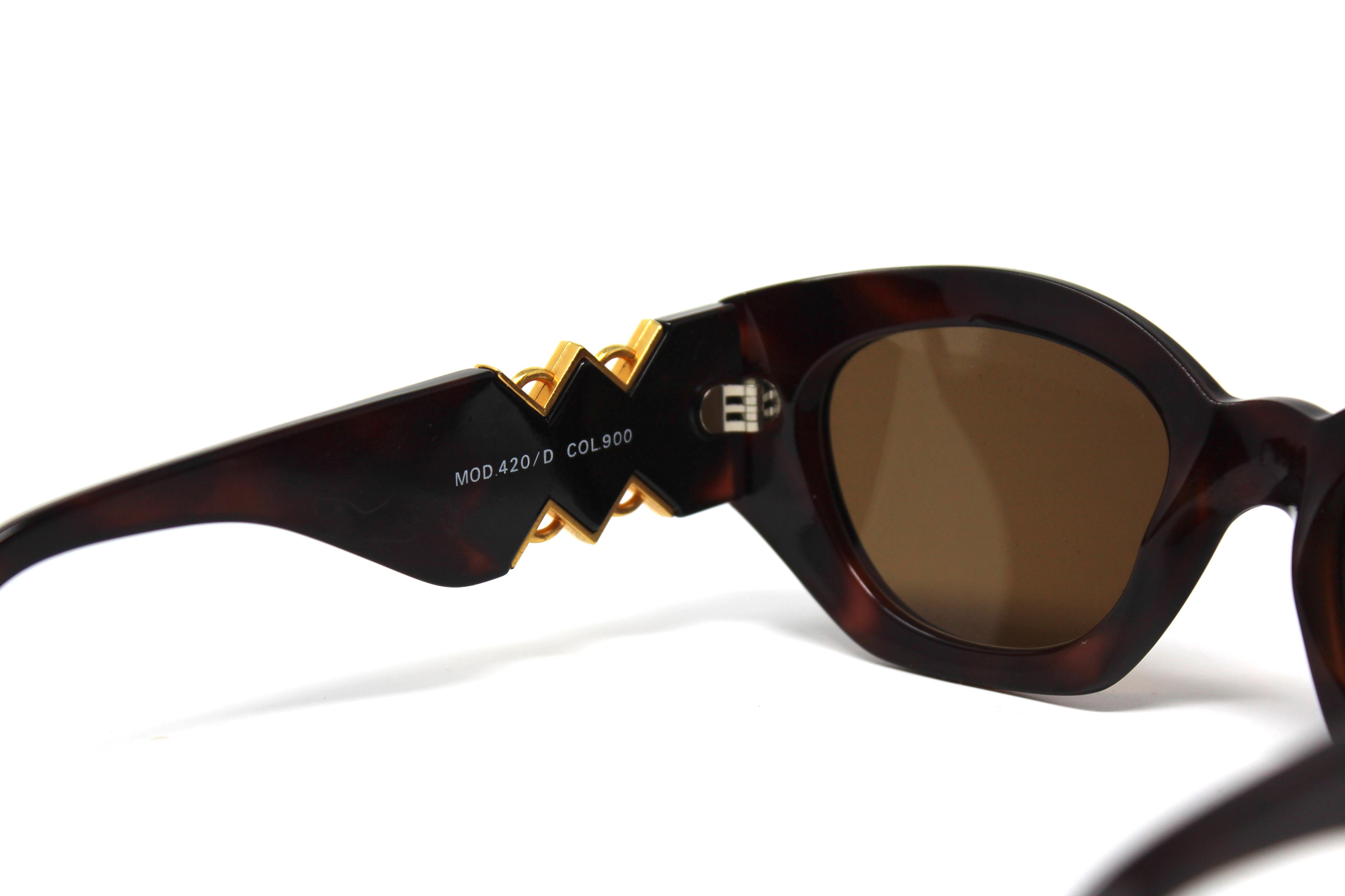 Gianni Versace Medusa Brown Sunglasses Mod 420/D Col 900 For Sale at 1stDibs