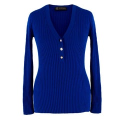 Gianni Versace Medusa button ribbed-knit top US 4