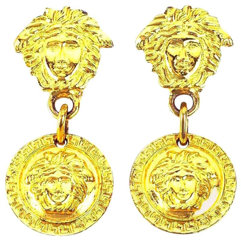 Versace medusa earrings gold Clearance