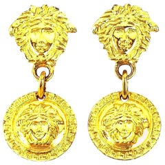 Vintage Gianni Versace Medusa Earrings Gold