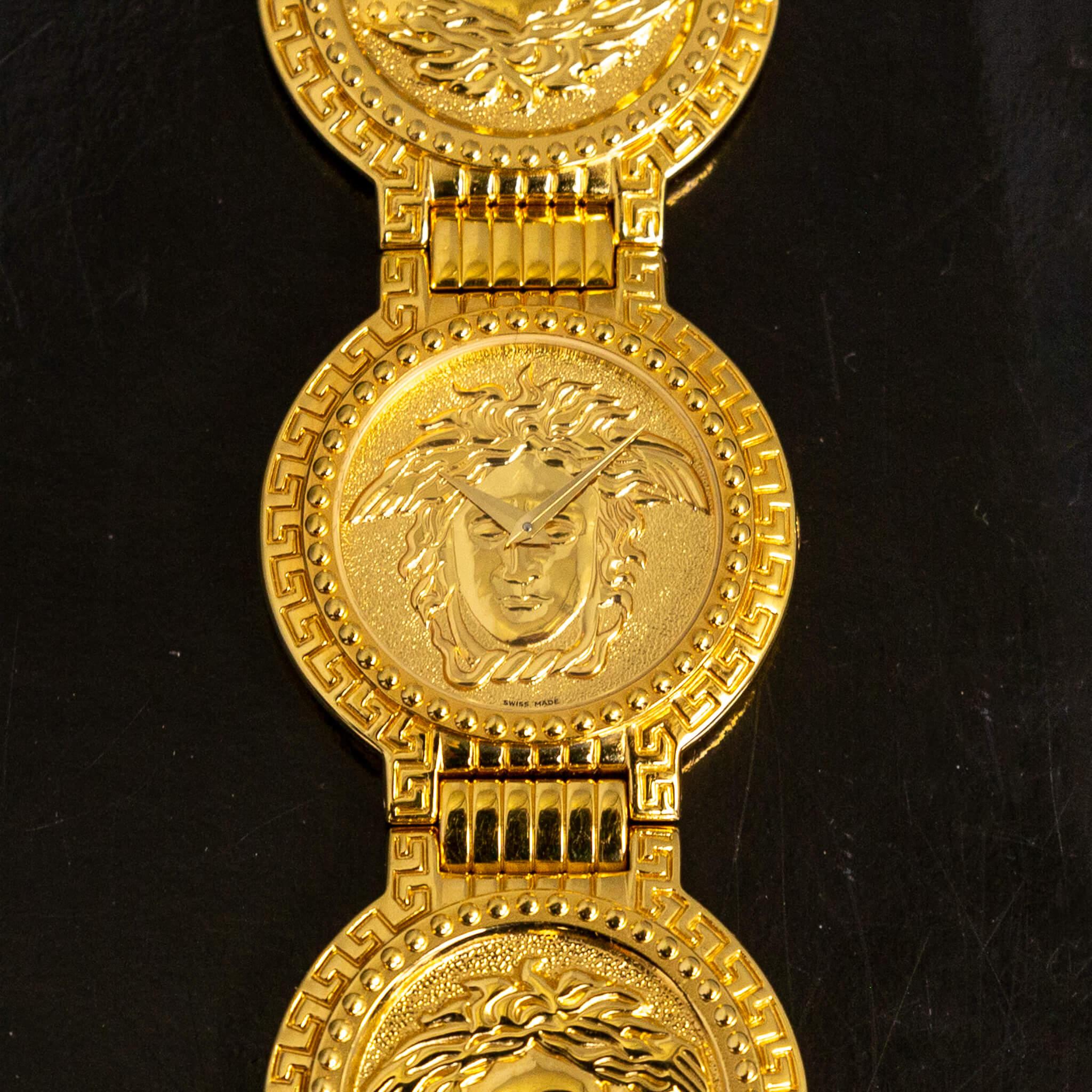 Gianni Versace Medusa Gold Plated Bracelet Watch For Sale 5