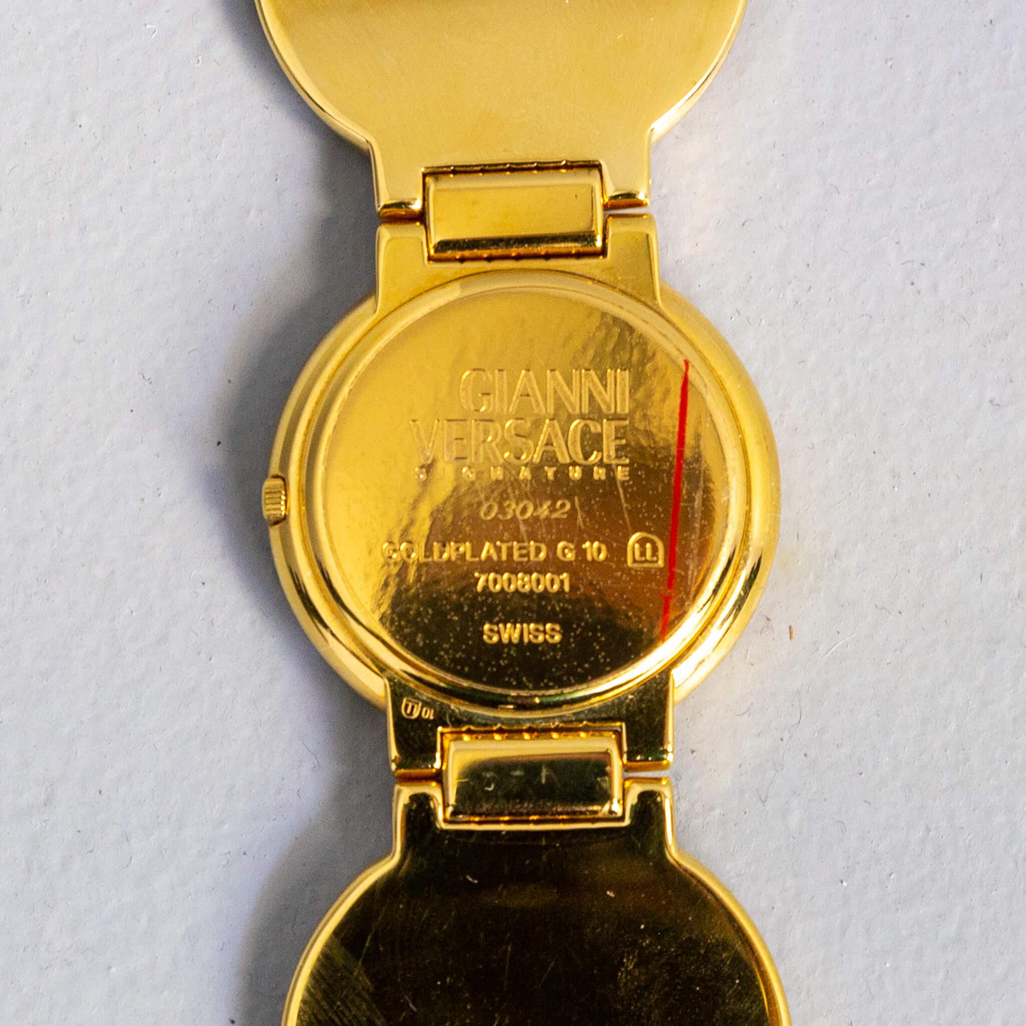 Late 20th Century Gianni Versace Medusa Gold Plated Bracelet Watch For Sale