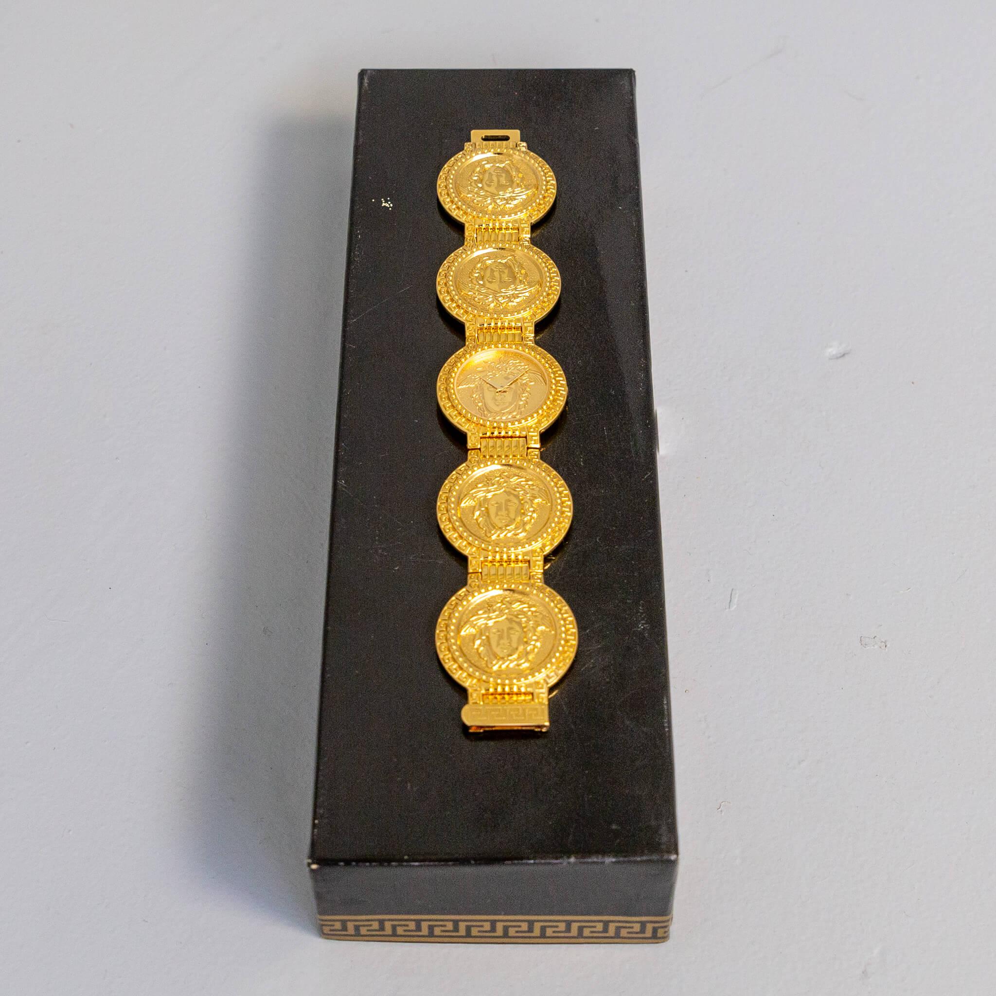 Gianni Versace Medusa Gold Plated Bracelet Watch For Sale 4