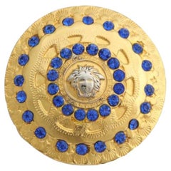 Retro Gianni versace medusa hair pin with blue rhinestones