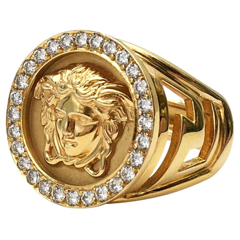 Gianni Versace Medusa Head Gold and Diamond Ring at 1stDibs | versace gold  ring 18k price, versace ring gold, gold versace ring