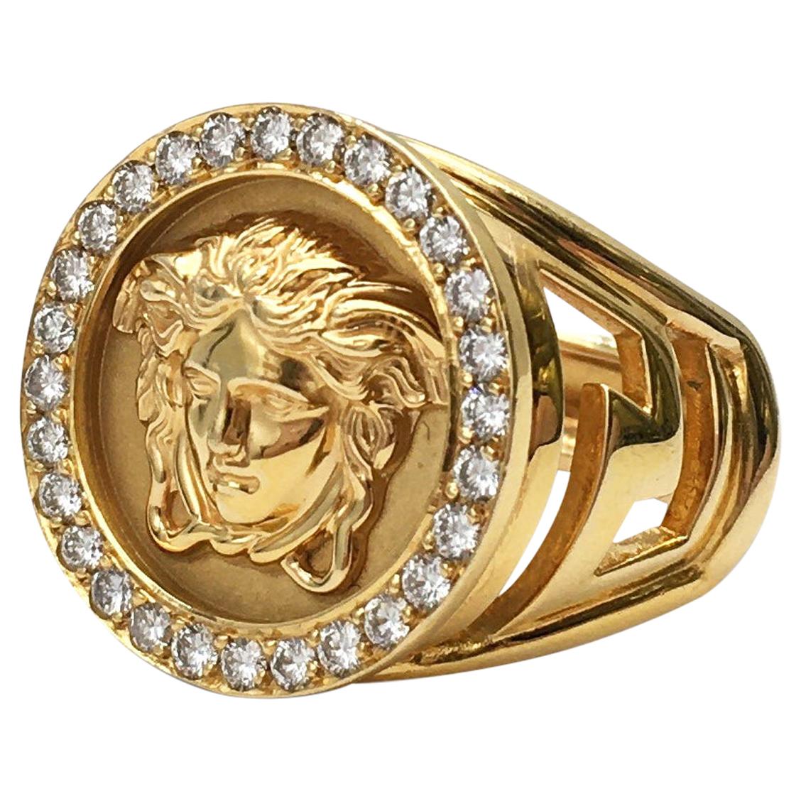 Gianni Versace Medusa Head Gold and Diamond Ring at 1stDibs | versace gold  ring 18k, versace diamond ring, versace 18k gold ring