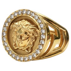 Gianni Versace Medusa Head Gold and Diamond Ring