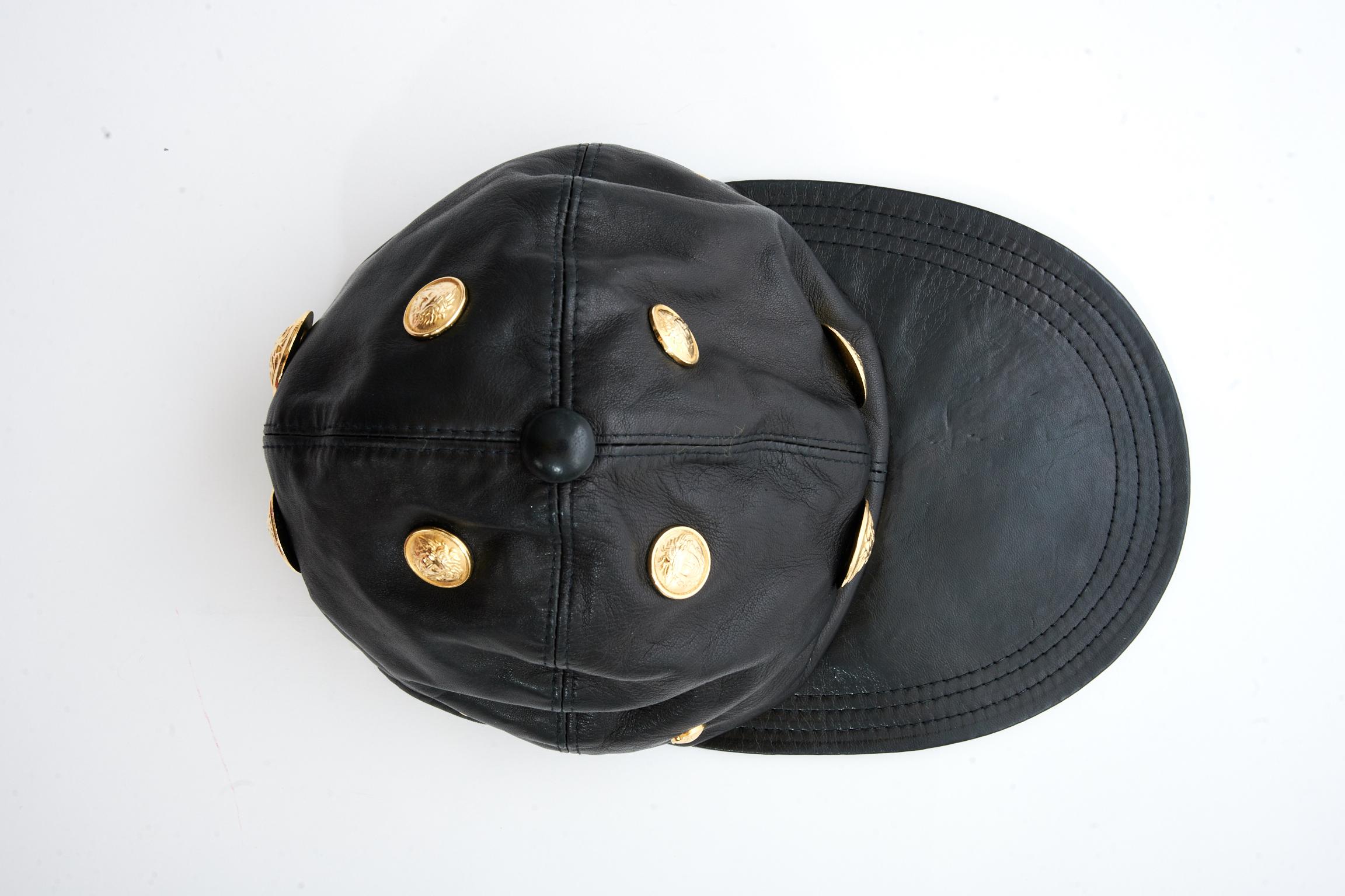 Gianni Versace Medusa Leather Baseball Cap 1