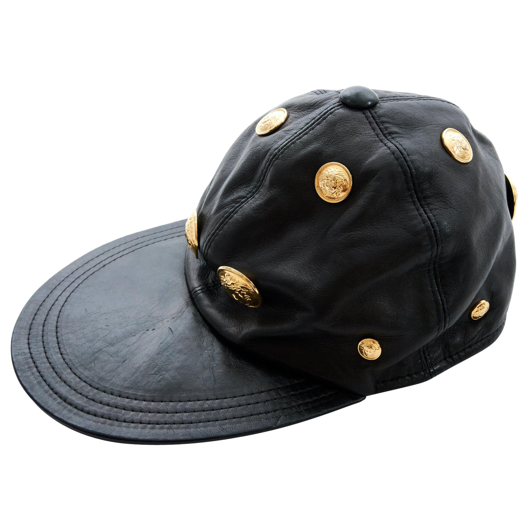 Gianni Versace Medusa Leather Baseball Cap
