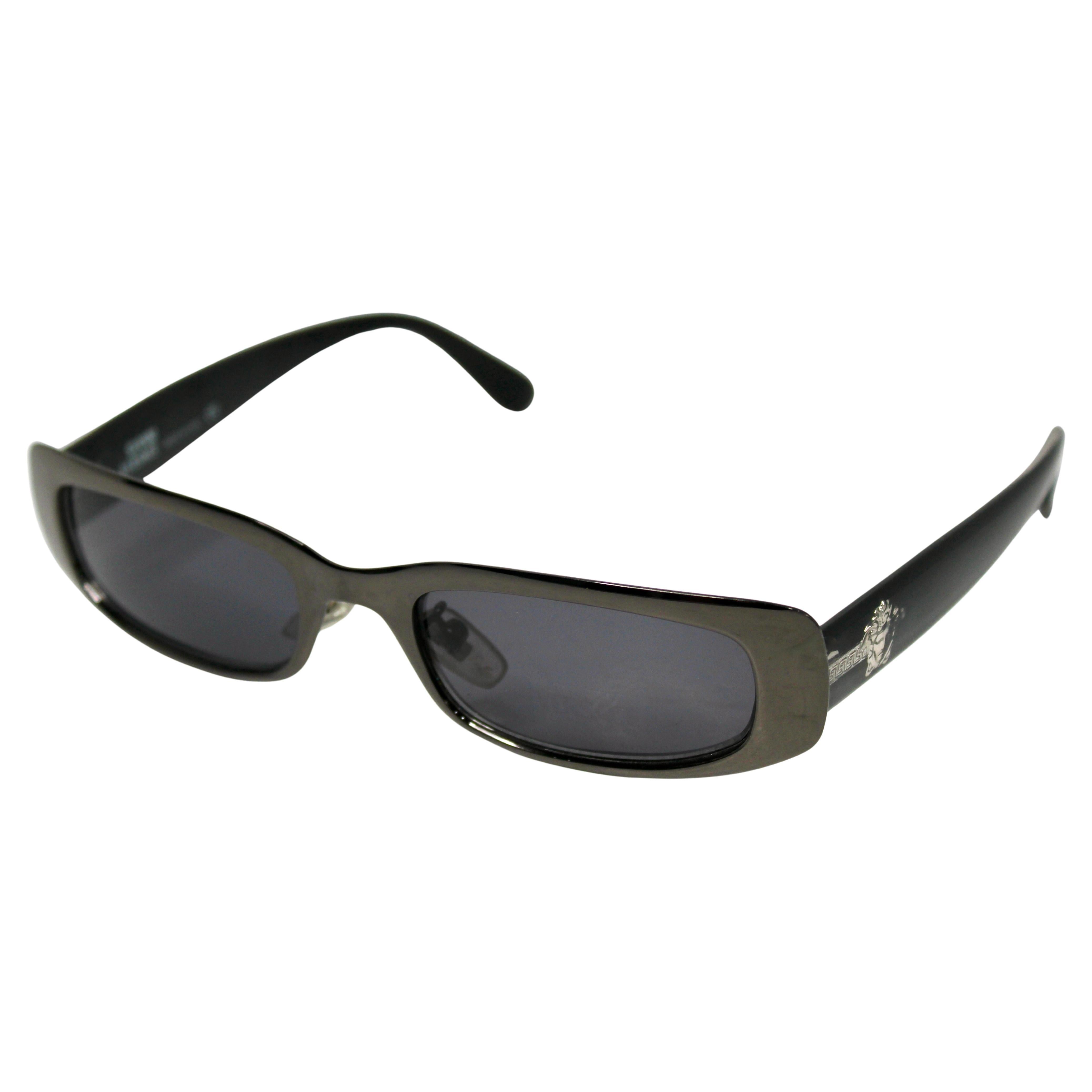 Gianni Versace Medusa Mirrored Frame Rectangular Sunglasses circa 1990s