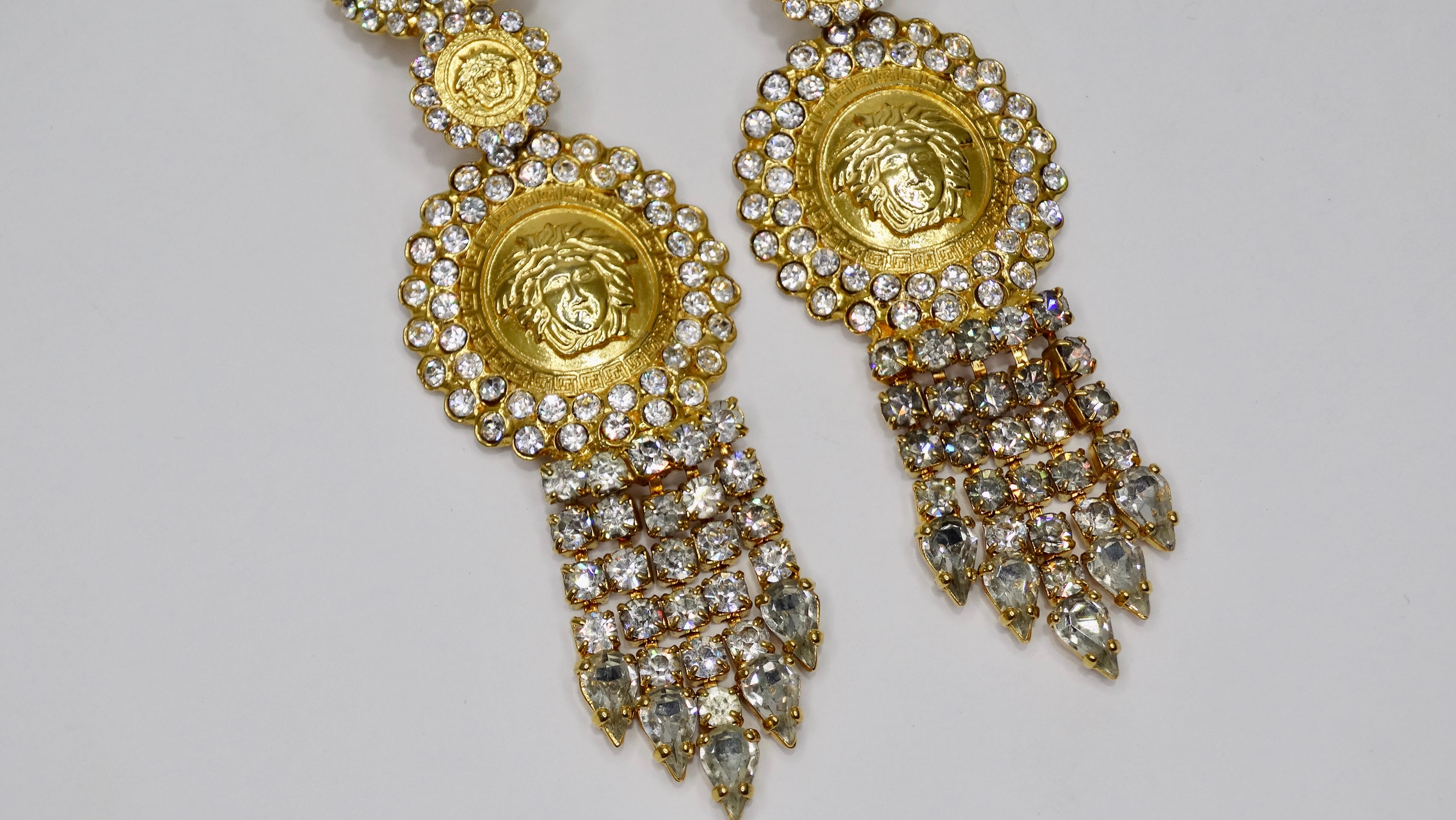 Gianni Versace Medusa Rhinestone Earrings In Good Condition For Sale In Scottsdale, AZ