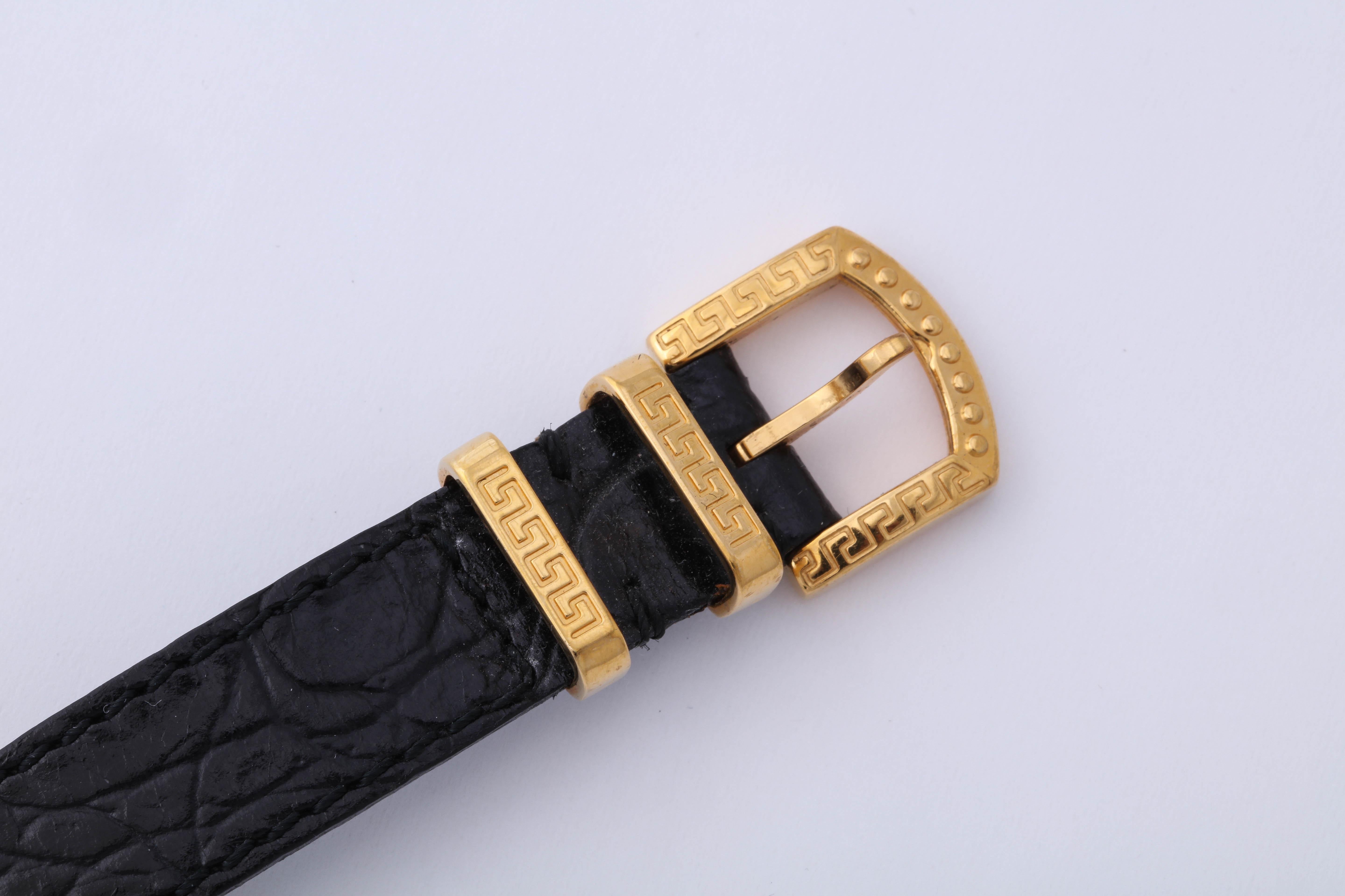 Gianni Versace Medusa Watch with Black Belt In Good Condition For Sale In Chicago, IL